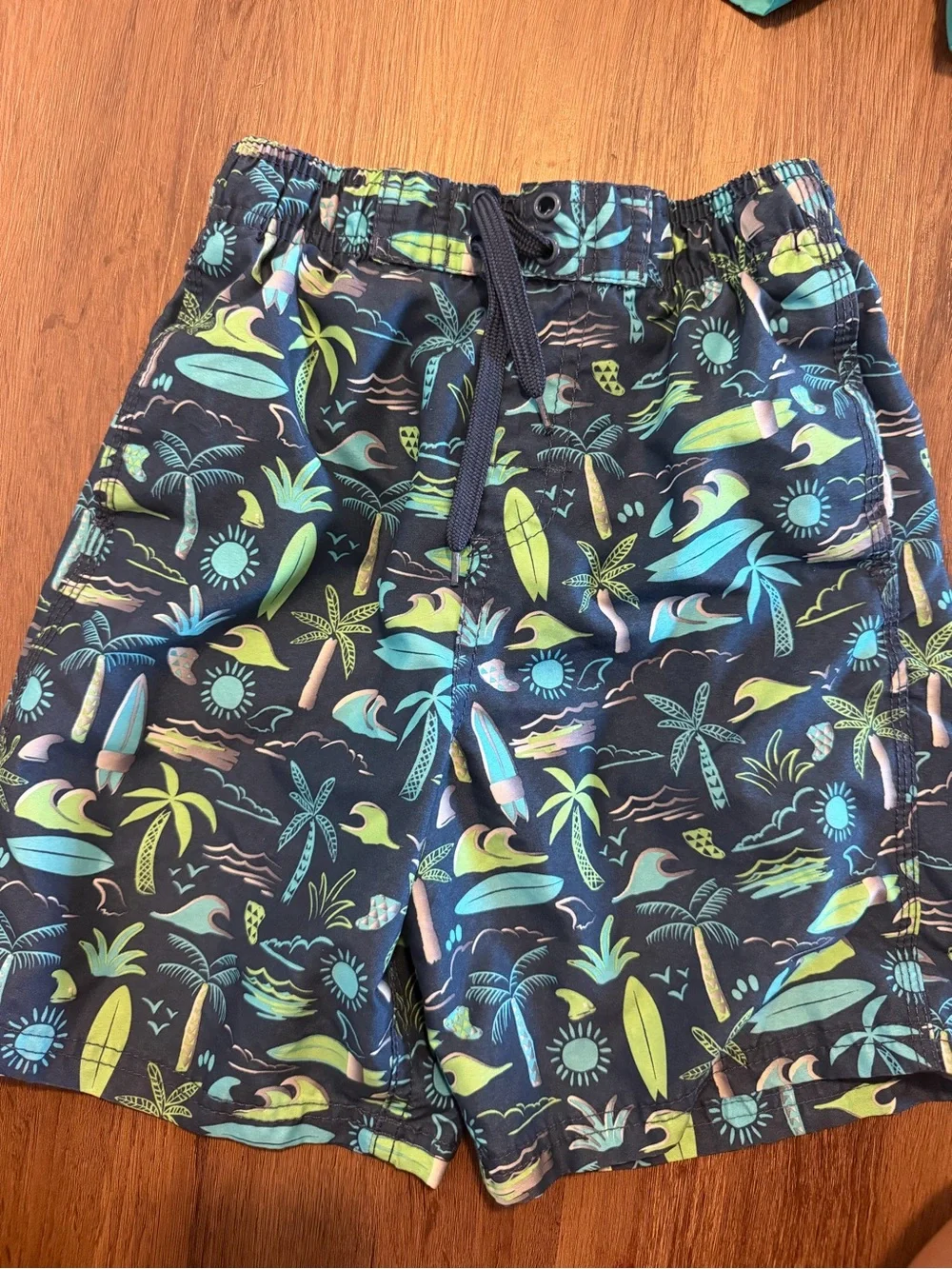 Kids' Navy & Teal Swim Shorts - Tropical and Dino Prints